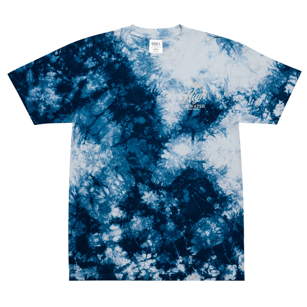 High on Water Embroidered Oversized tie-dye t-shirt