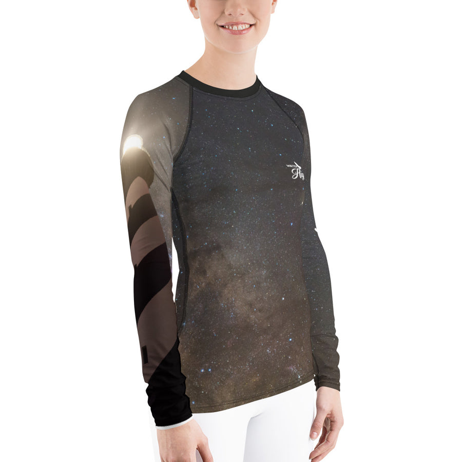 Milky Way Lighthouse Women's Rash Guard - OBX Collection