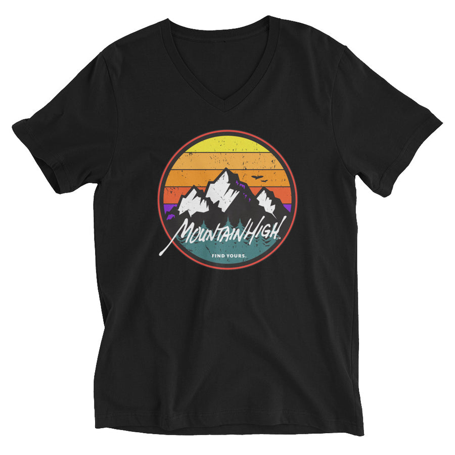 Mountain High Unisex Short Sleeve V-Neck T-Shirt