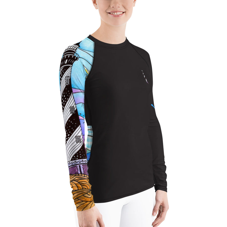 Hatteras Waves Ladies Rash Guard Signature - OBX Collection