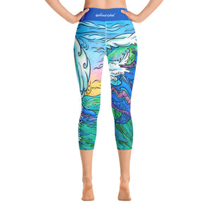 Wave Riding Dolphins Yoga Capri Leggings