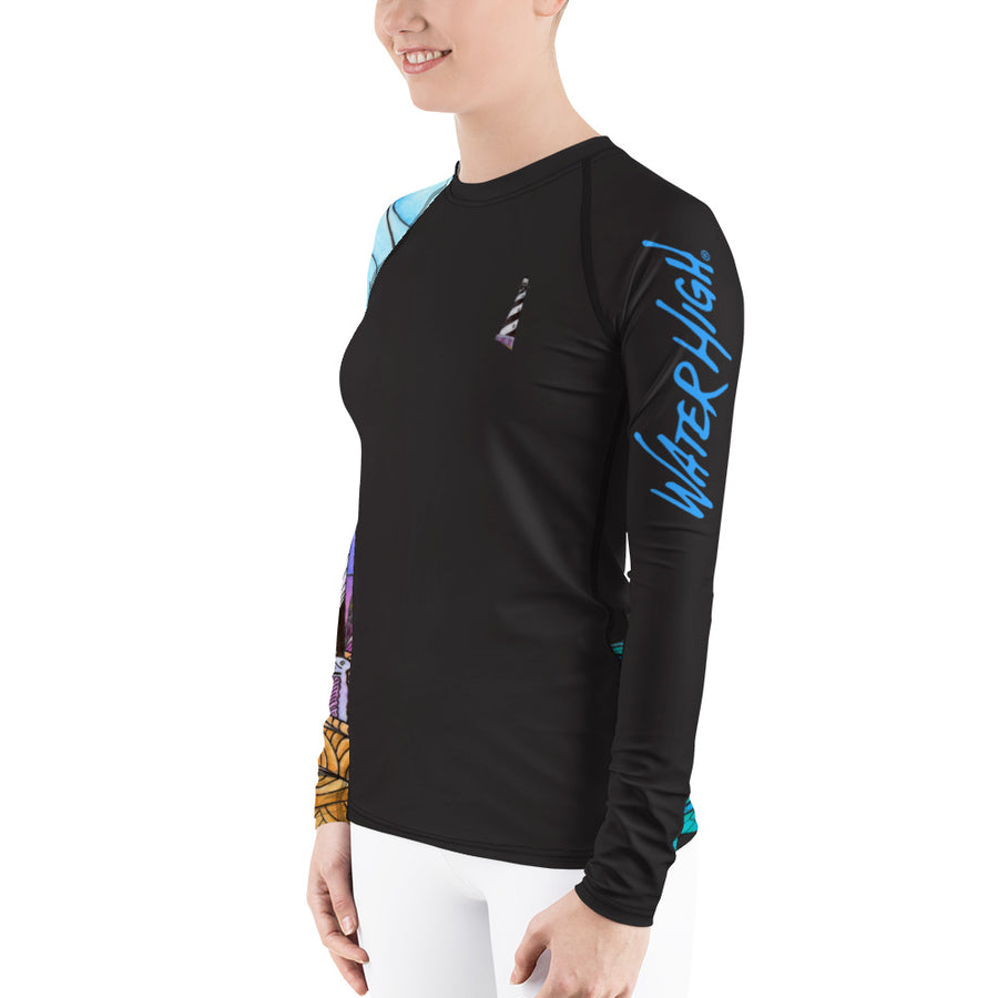 Hatteras Waves Ladies Rash Guard Signature - OBX Collection