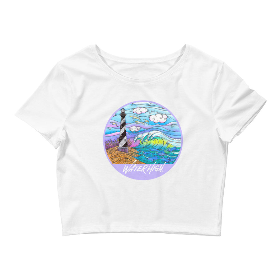 Hatteras Waves Ladies Crop Tee Signature - OBX Collection