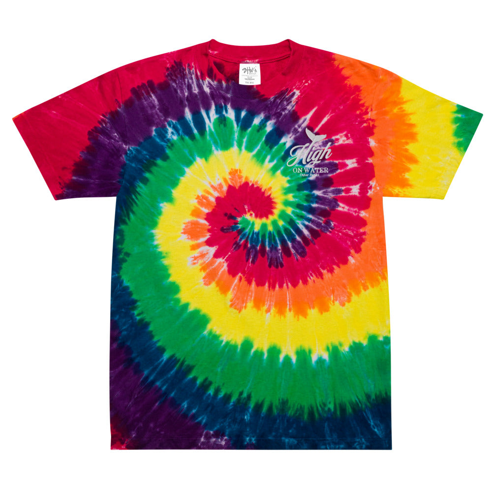 High on Water Embroidered Oversized tie-dye t-shirt